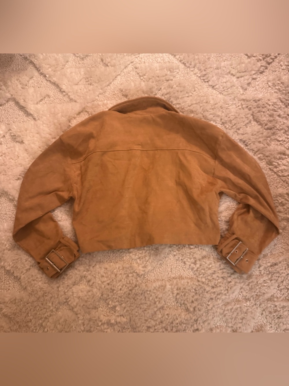 Le Lis Camel Cropped Faux Suede Jacket - Picture 2 of 5